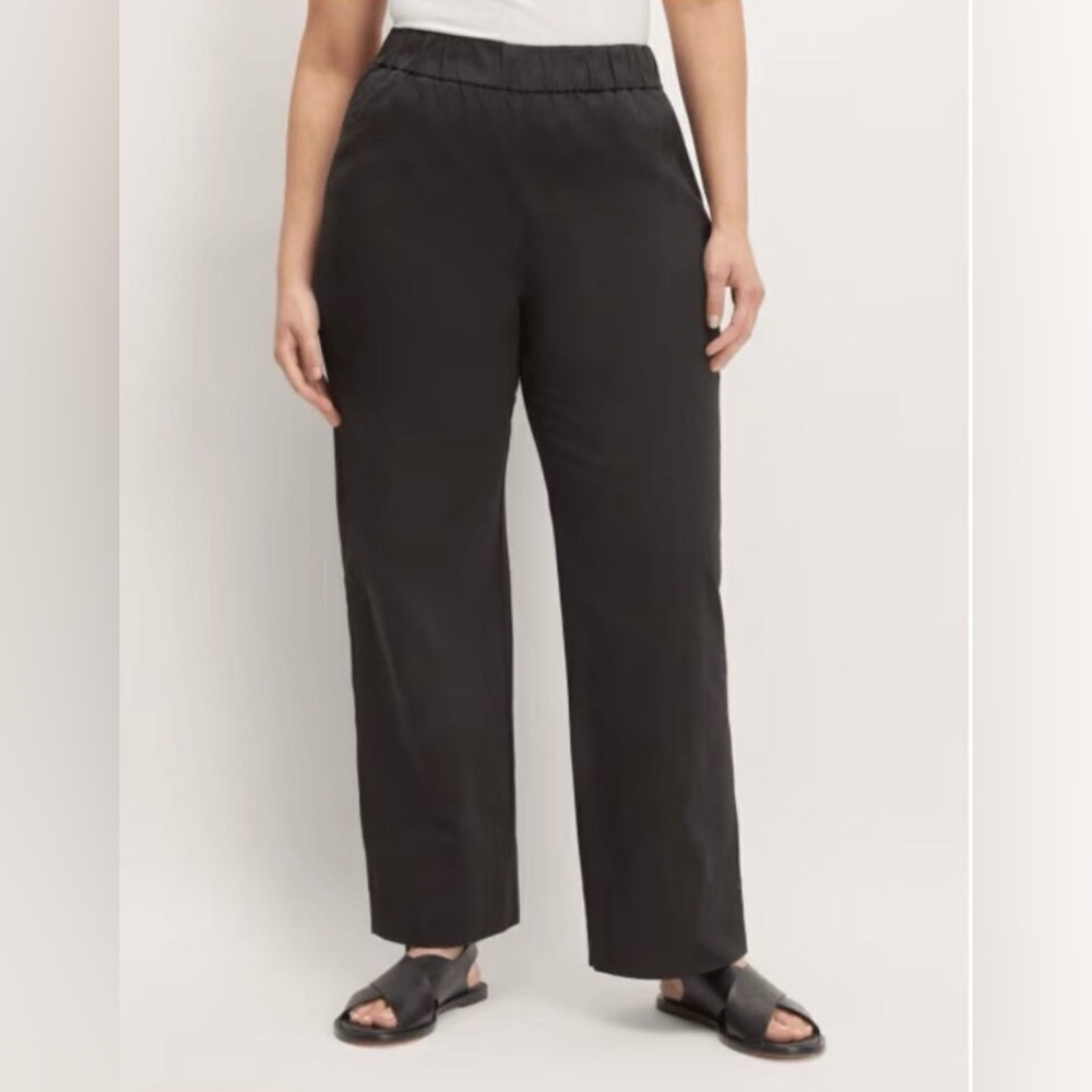 Everlane Wide Leg The Easy Pull On Black Organic Cotton Pants Sz 12 EUC - Picture 5 of 15